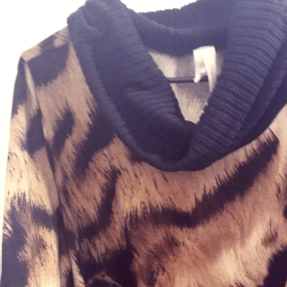 Animal print cowl neck tunic